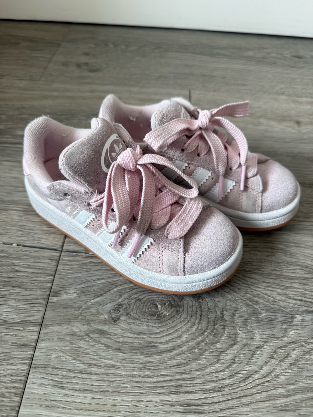 adidas Kids Pink Suede Lace-Up Sneakers